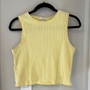 Mango Yellow Ribbed Crop Tank Top